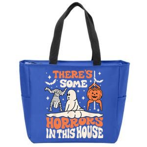 Theres Some Horrors In This House Ghost Pumpkin Halloween Zip Tote Bag