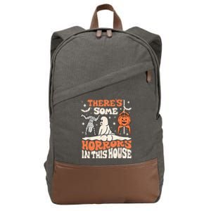 Theres Some Horrors In This House Ghost Pumpkin Halloween Cotton Canvas Backpack