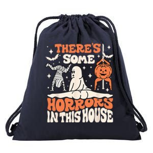 Theres Some Horrors In This House Ghost Pumpkin Halloween Drawstring Bag