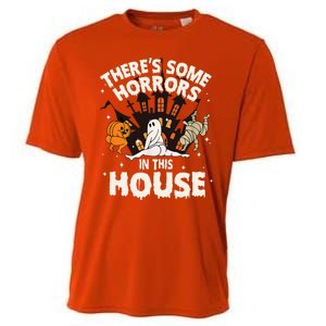 Theres Some Horrors In This House Pumpkin Ghost Halloween Cooling Performance Crew T-Shirt