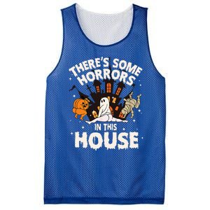 Theres Some Horrors In This House Pumpkin Ghost Halloween Mesh Reversible Basketball Jersey Tank