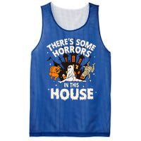 Theres Some Horrors In This House Pumpkin Ghost Halloween Mesh Reversible Basketball Jersey Tank