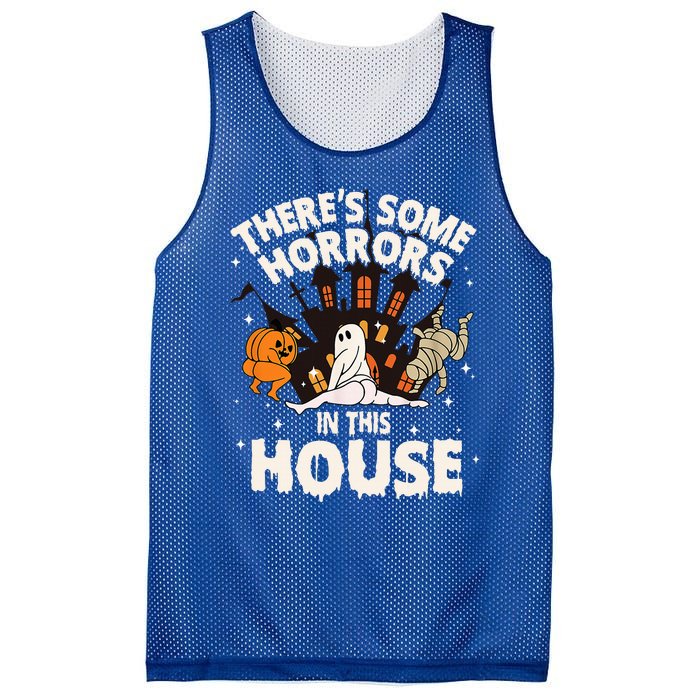 Theres Some Horrors In This House Pumpkin Ghost Halloween Mesh Reversible Basketball Jersey Tank