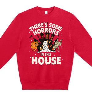 Theres Some Horrors In This House Pumpkin Ghost Halloween Premium Crewneck Sweatshirt