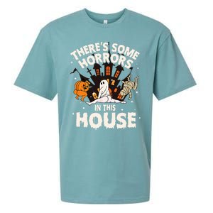 Theres Some Horrors In This House Pumpkin Ghost Halloween Sueded Cloud Jersey T-Shirt