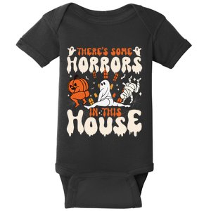 Theres Some Horrors In This House Ghost Pumpkin Halloween Baby Bodysuit