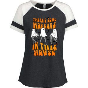 Theres Some Horrors In This House Funny Ghost Halloween Great Gift Enza Ladies Jersey Colorblock Tee