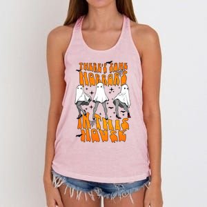 Theres Some Horrors In This House Funny Ghost Halloween Great Gift Women's Knotted Racerback Tank