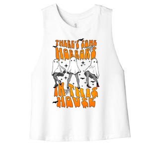 Theres Some Horrors In This House Funny Ghost Halloween Great Gift Women's Racerback Cropped Tank