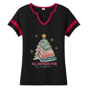 All Booked For Christmas, Christmas Book Tree Light, Funny Christmas,Christmas Gift, Christmas In July Ladies Halftime Notch Neck Tee