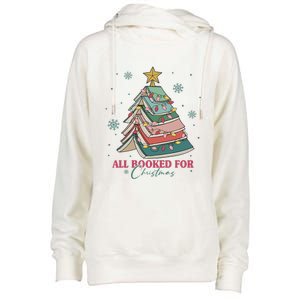 All Booked For Christmas, Christmas Book Tree Light, Funny Christmas,Christmas Gift, Christmas In July Womens Funnel Neck Pullover Hood