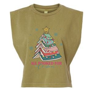 All Booked For Christmas, Christmas Book Tree Light, Funny Christmas,Christmas Gift, Christmas In July Garment-Dyed Women's Muscle Tee