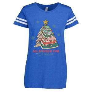 All Booked For Christmas, Christmas Book Tree Light, Funny Christmas,Christmas Gift, Christmas In July Enza Ladies Jersey Football T-Shirt