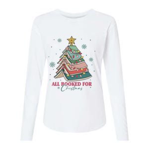 All Booked For Christmas, Christmas Book Tree Light, Funny Christmas,Christmas Gift, Christmas In July Womens Cotton Relaxed Long Sleeve T-Shirt