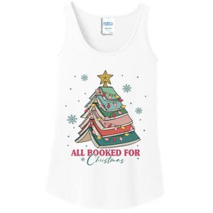 All Booked For Christmas, Christmas Book Tree Light, Funny Christmas,Christmas Gift, Christmas In July Ladies Essential Tank