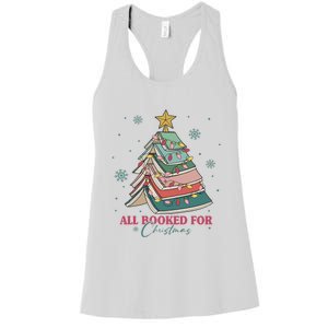 All Booked For Christmas, Christmas Book Tree Light, Funny Christmas,Christmas Gift, Christmas In July Women's Racerback Tank