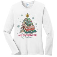 All Booked For Christmas, Christmas Book Tree Light, Funny Christmas,Christmas Gift, Christmas In July Ladies Long Sleeve Shirt