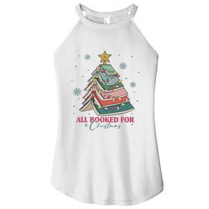 All Booked For Christmas, Christmas Book Tree Light, Funny Christmas,Christmas Gift, Christmas In July Women's Perfect Tri Rocker Tank