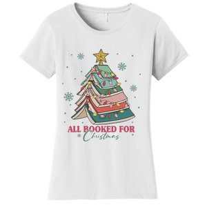 All Booked For Christmas, Christmas Book Tree Light, Funny Christmas,Christmas Gift, Christmas In July Women's T-Shirt