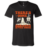 ThereS Some Horrors In This House Halloween V-Neck T-Shirt