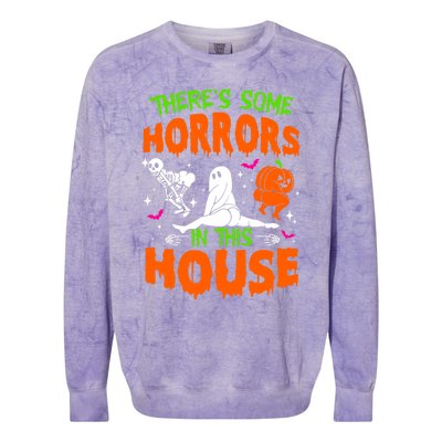 Theres Some Horrors In This House Funny Halloween Funny Gift Colorblast Crewneck Sweatshirt