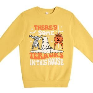 Theres Some Horrors In This House Ghost Pumpkin Halloween Premium Crewneck Sweatshirt