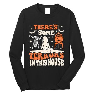 Theres Some Horrors In This House Ghost Pumpkin Halloween Long Sleeve Shirt