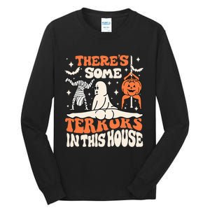 Theres Some Horrors In This House Ghost Pumpkin Halloween Tall Long Sleeve T-Shirt