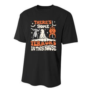 Theres Some Horrors In This House Ghost Pumpkin Halloween Youth Performance Sprint T-Shirt