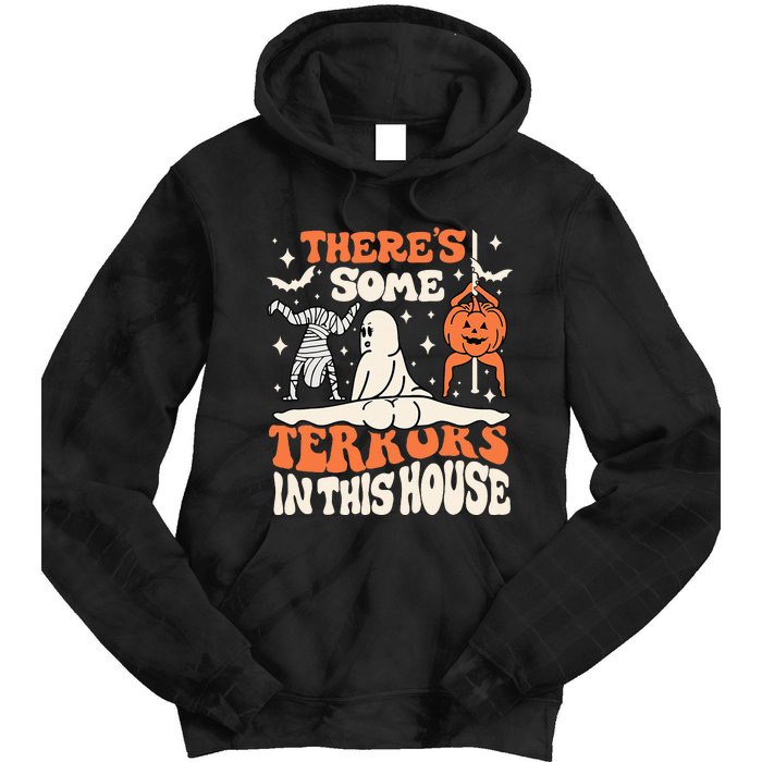 Theres Some Horrors In This House Ghost Pumpkin Halloween Tie Dye Hoodie