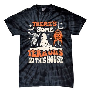 Theres Some Horrors In This House Ghost Pumpkin Halloween Tie-Dye T-Shirt