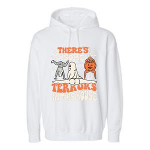 Theres Some Horrors In This House Ghost Pumpkin Halloween Garment-Dyed Fleece Hoodie