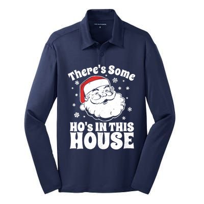 ThereS Some HoS In This House Funny Christmas In July Gift Silk Touch Performance Long Sleeve Polo