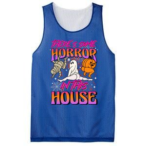 Theres Some Horrors In This House Ghost Pumpkin Halloween Gift Mesh Reversible Basketball Jersey Tank