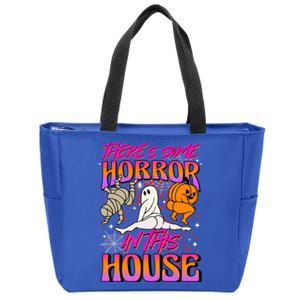 Theres Some Horrors In This House Ghost Pumpkin Halloween Gift Zip Tote Bag