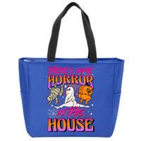 Theres Some Horrors In This House Ghost Pumpkin Halloween Gift Zip Tote Bag