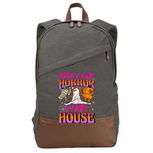 Theres Some Horrors In This House Ghost Pumpkin Halloween Gift Cotton Canvas Backpack