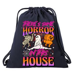 Theres Some Horrors In This House Ghost Pumpkin Halloween Gift Drawstring Bag