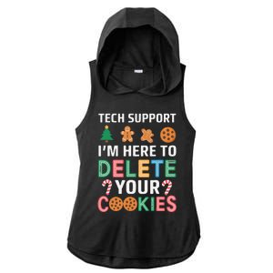 Tech Support Here To Delete Cookies Xmas Christmas Ladies PosiCharge Tri-Blend Wicking Draft Hoodie Tank