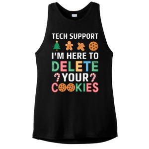 Tech Support Here To Delete Cookies Xmas Christmas Ladies PosiCharge Tri-Blend Wicking Tank