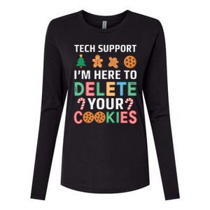 Tech Support Here To Delete Cookies Xmas Christmas Womens Cotton Relaxed Long Sleeve T-Shirt