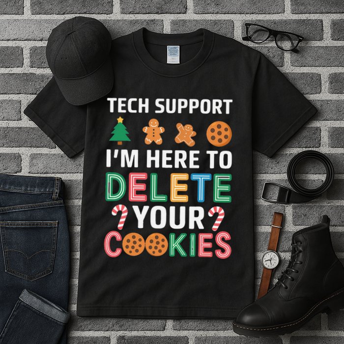 Tech Support Here To Delete Cookies Xmas Christmas Tall T-Shirt