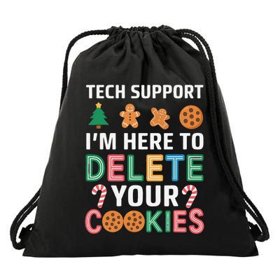 Tech Support Here To Delete Cookies Xmas Christmas Drawstring Bag