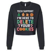 Tech Support Here To Delete Cookies Xmas Christmas Cropped Pullover Crew