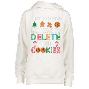 Tech Support Here To Delete Cookies Xmas Christmas Womens Funnel Neck Pullover Hood