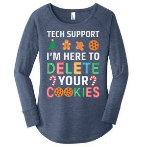 Tech Support Here To Delete Cookies Xmas Christmas Women's Perfect Tri Tunic Long Sleeve Shirt