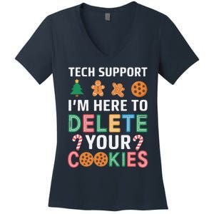 Tech Support Here To Delete Cookies Xmas Christmas Women's V-Neck T-Shirt