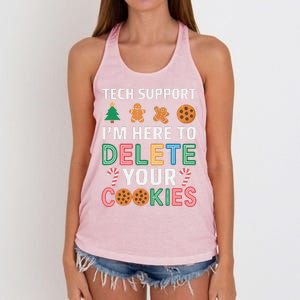 Tech Support Here To Delete Cookies Xmas Christmas Women's Knotted Racerback Tank