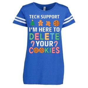 Tech Support Here To Delete Cookies Xmas Christmas Enza Ladies Jersey Football T-Shirt