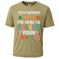 Tech Support Here To Delete Cookies Xmas Christmas Cooling Performance Crew T-Shirt